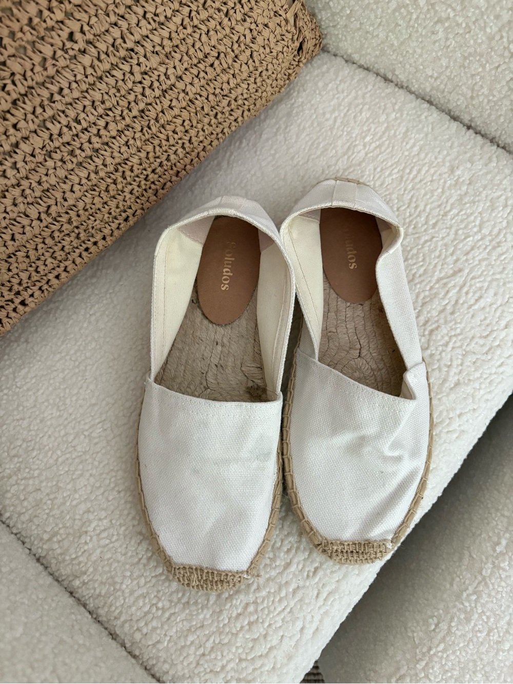 Soludos Cream Canvas Espadrille Slip-On Flats